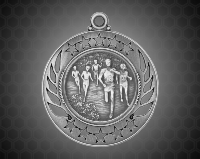 2 1/4 inch Silver Cross Country Galaxy Medal