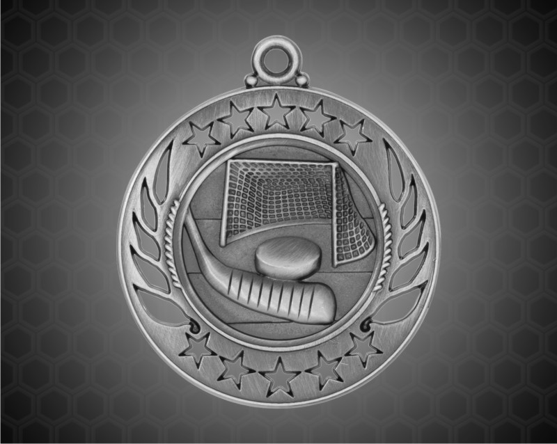 2 1/4 inch Silver Hockey Galaxy Medal