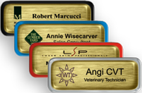 Brushed Gold Nametags with Epoxy and a Border