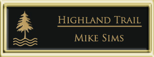 Framed Name Tag: Gold Plastic (squared corners) - Black and Gold Plastic Insert