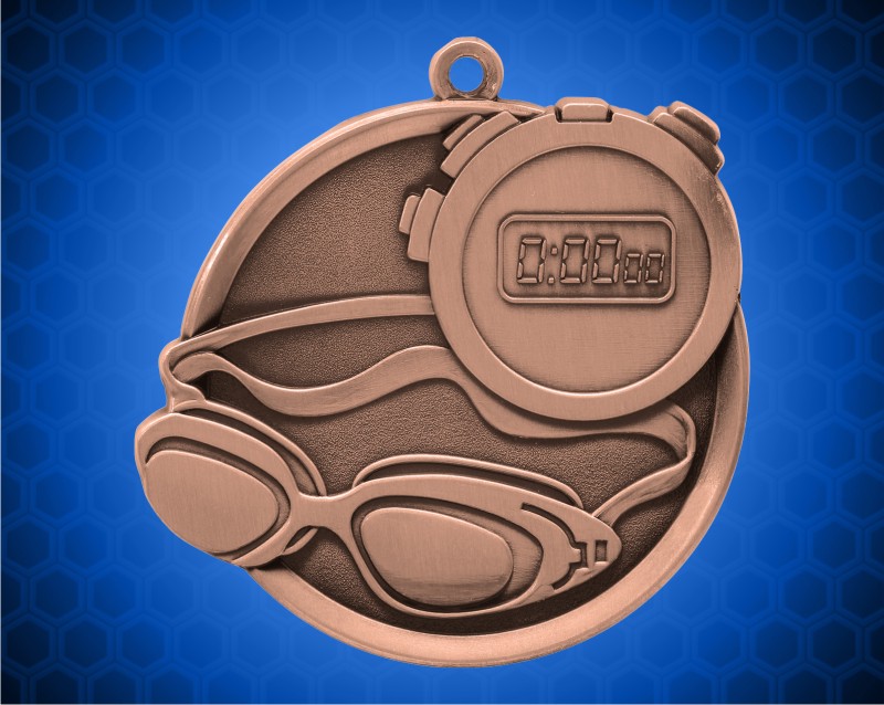 2 1/4 inch Bronze Swimming Mega Medal