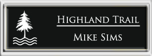 Framed Name Tag: Silver Plastic (squared corners) - Black and White Plastic Insert