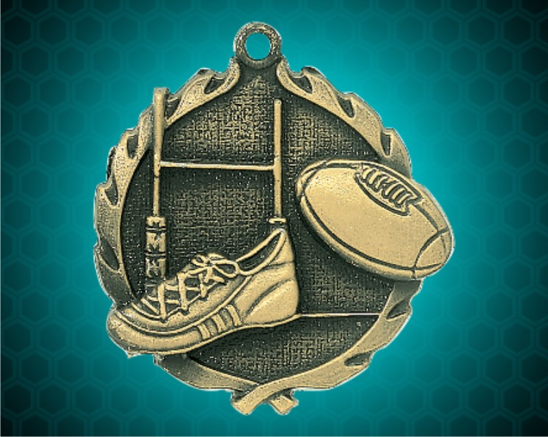 1 3/4 inch Gold Rugby Wreath Medal