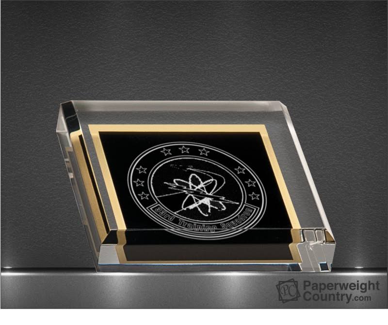 PC - 3 3/4 x 3 3/4 Inch Black Acrylic Paperweight