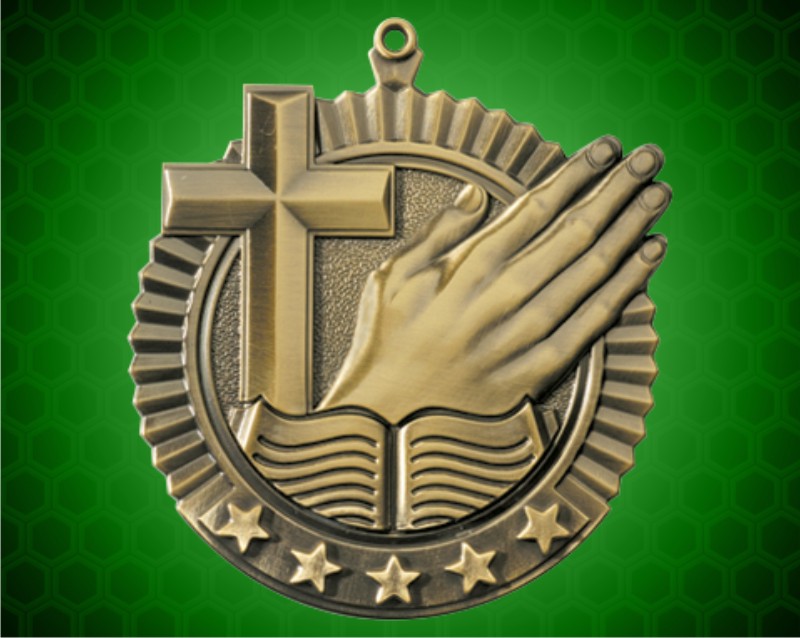 2 3/4 inch Gold Religion Star Medal
