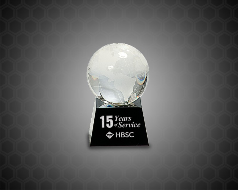 3 1/8 inch Crystal Globe on Black Base