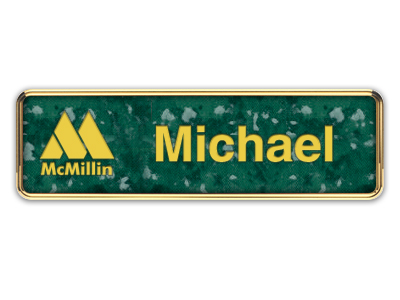 Gold Metal Framed Nametag with Verde and Gold