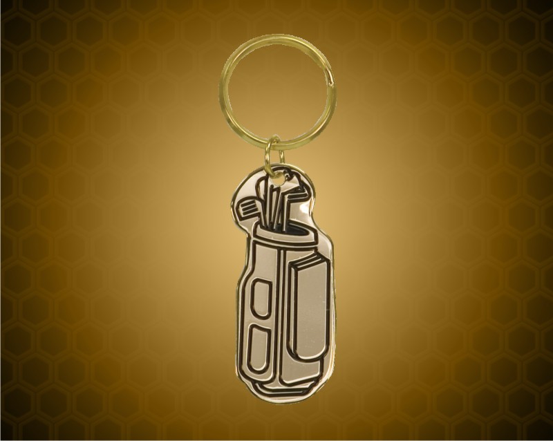 1 X 2 1/2 Gold Golf Bag Brass Key Ring