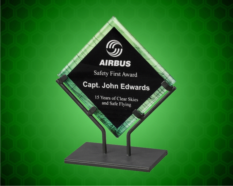 12 Inch Green Galaxy Acrylic Plaque With Iron Stand