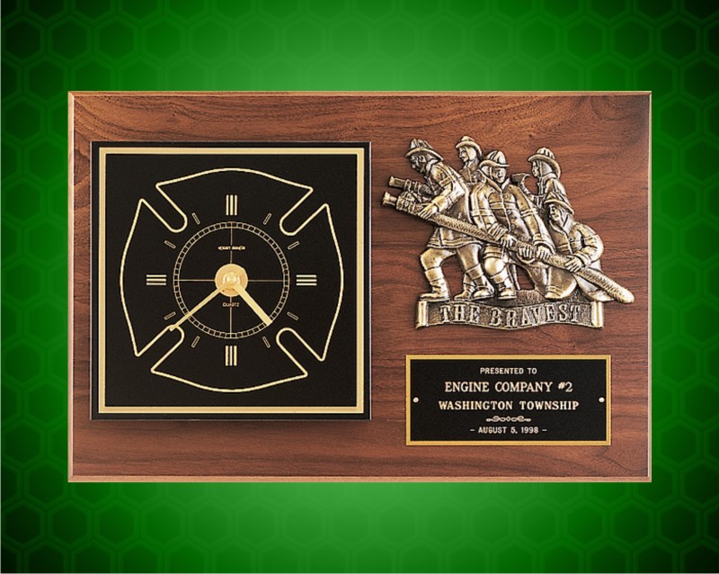 12 x 18 inch Wexford Series Plaque with Antique Bronze Hero Casting and Clock