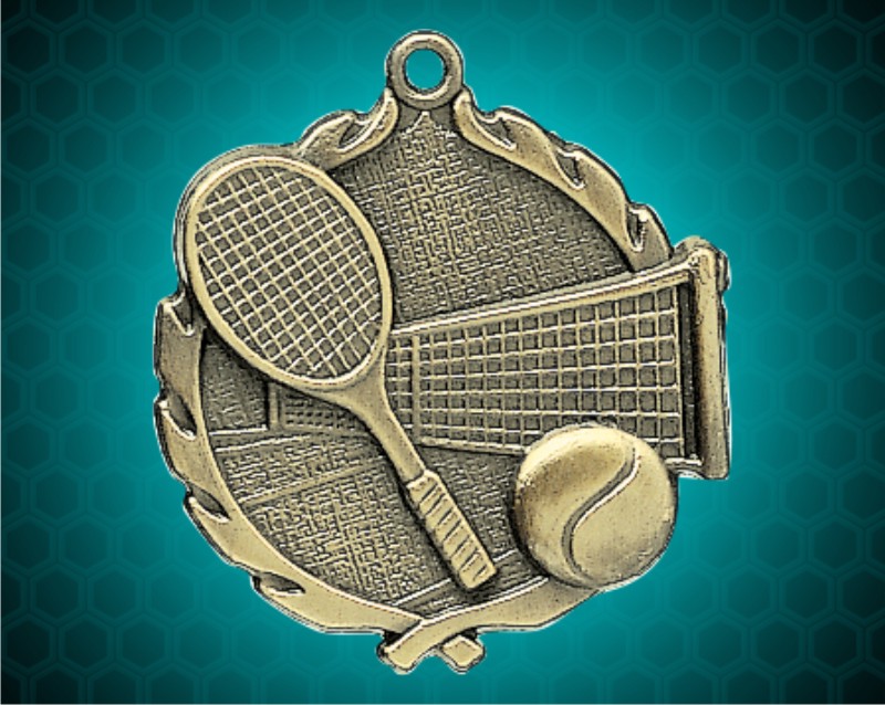 1 3/4 inch Gold Tennis Wreath Medal