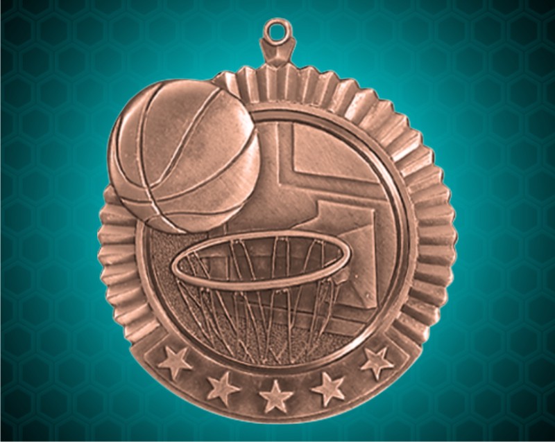 2 3/4 inch Bronze Basketball Star Medal