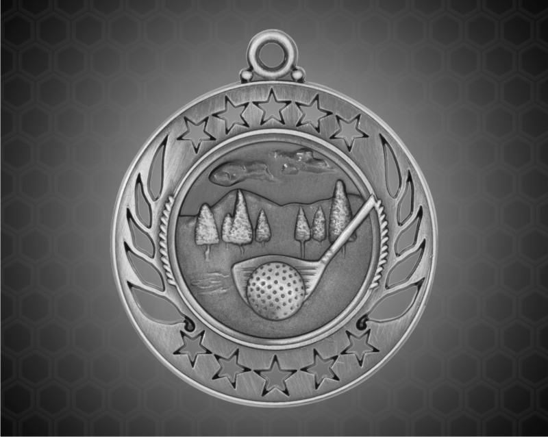 2 1/4 inch Silver Golf Galaxy Medal