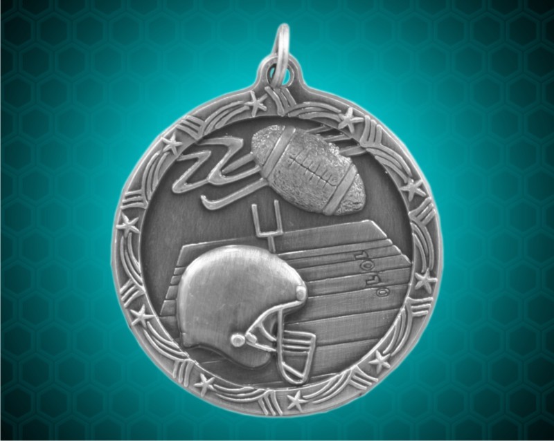 2 1/2 inch Silver Football Shooting Star Medal