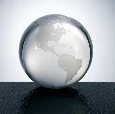  3 Inch Clear Ocean Globe Optic Crystal Paperweight
