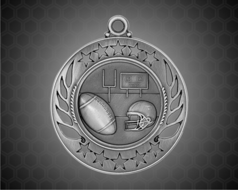 2 1/4 inch Silver Football Galaxy Medal