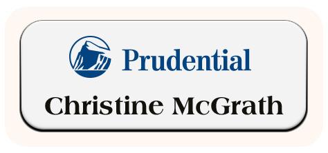 Metal Name Tag: White Metal Name Tag with a Sand Plastic Border
