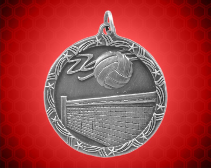 1 3/4 inch Silver Volleyball Shooting Star Medal