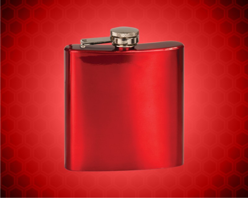 6 oz. Gloss Red Stainless Steel Flask