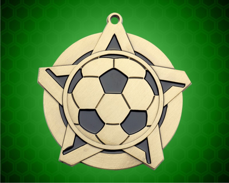 2 1/4 inch Gold Soccer Super Star Medal