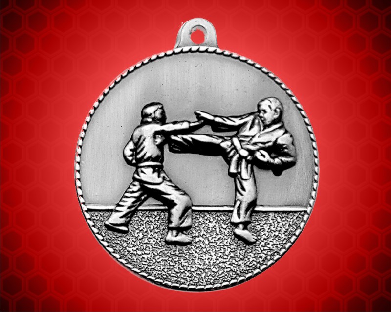 2 inch Silver Karate Die Cast Medal