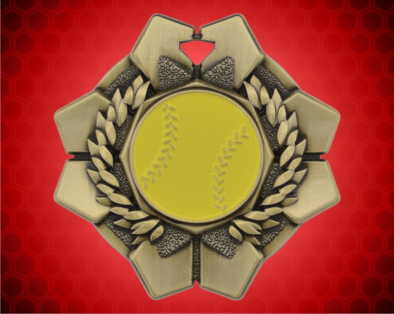 2 inch Gold Softball Imperial Medal