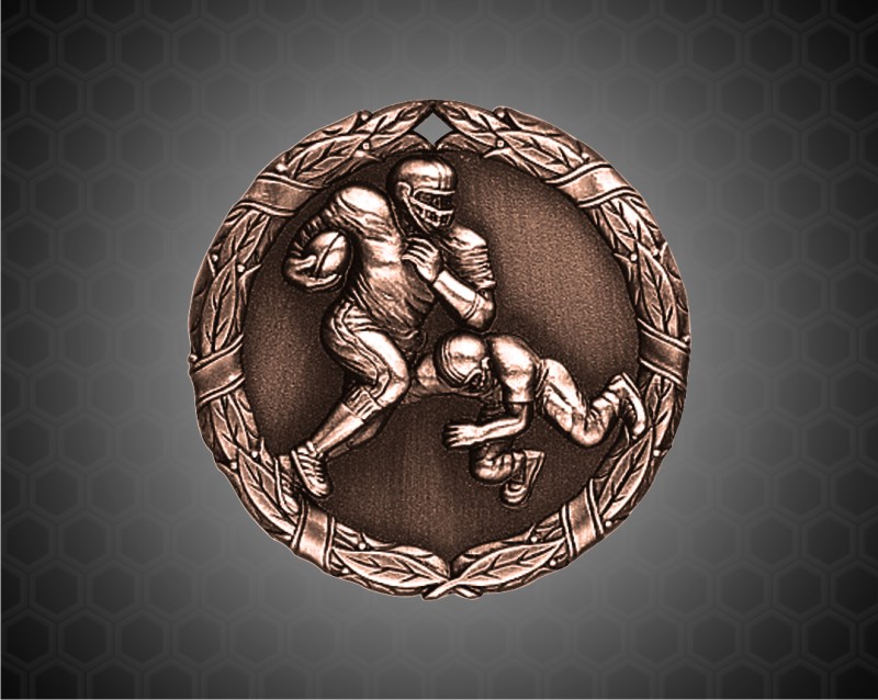 2 inch Bronze Football XR Medal