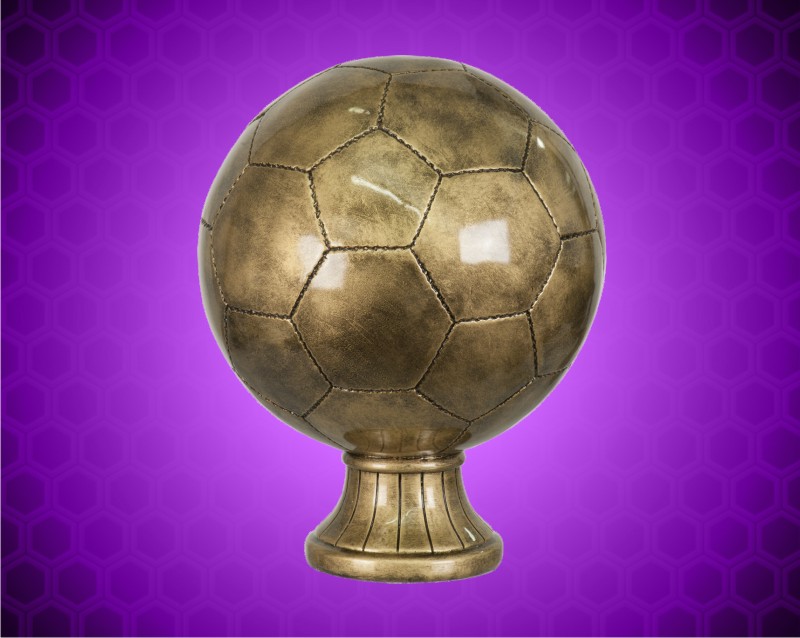 5 1/2 Inch Antique Gold Soccer Ball Resin