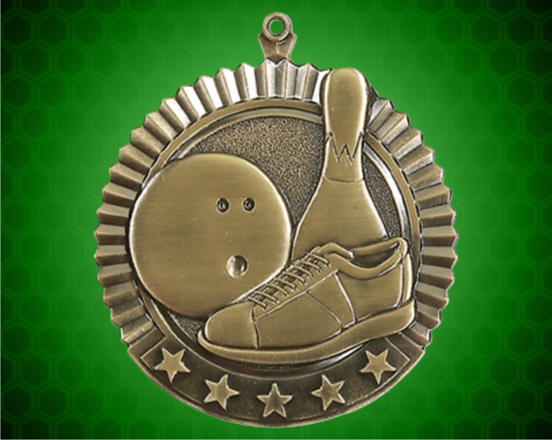 2 3/4 inch Gold Bowling Star Medal
