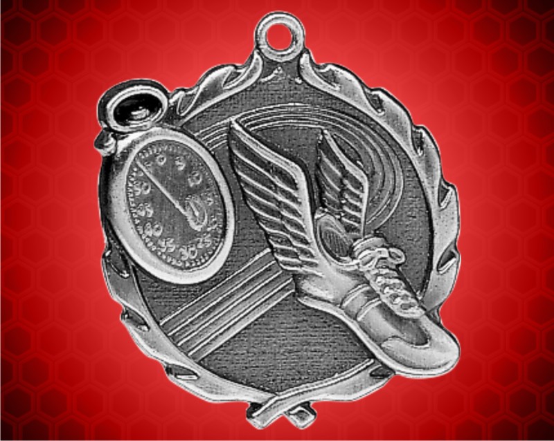 1 3/4 inch Silver Track Wreath Medal