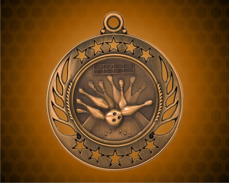 2 1/4 inch Bronze Bowling Galaxy Medal