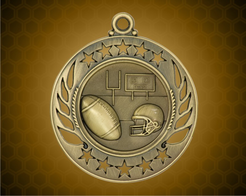 2 1/4 inch Gold Football Galaxy Medal