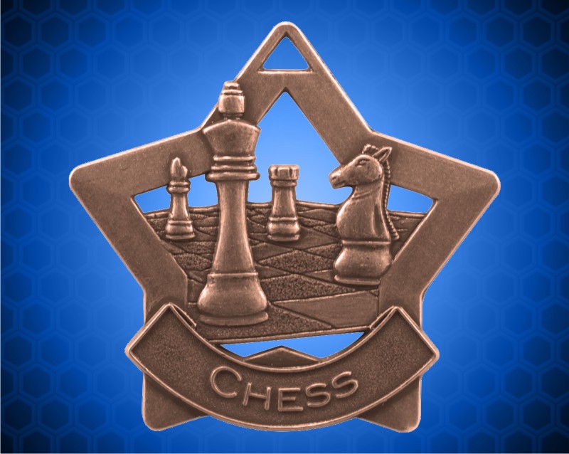 2 1/4 inch Bronze Chess Star Medal