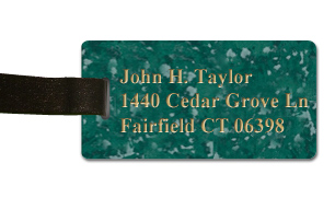 Smooth Plastic Luggage Tag: Verde with Gold - LM922-937