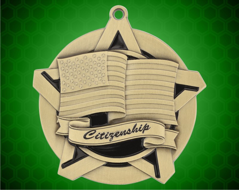 2 1/4 inch Gold Citizenship Super Star Medal