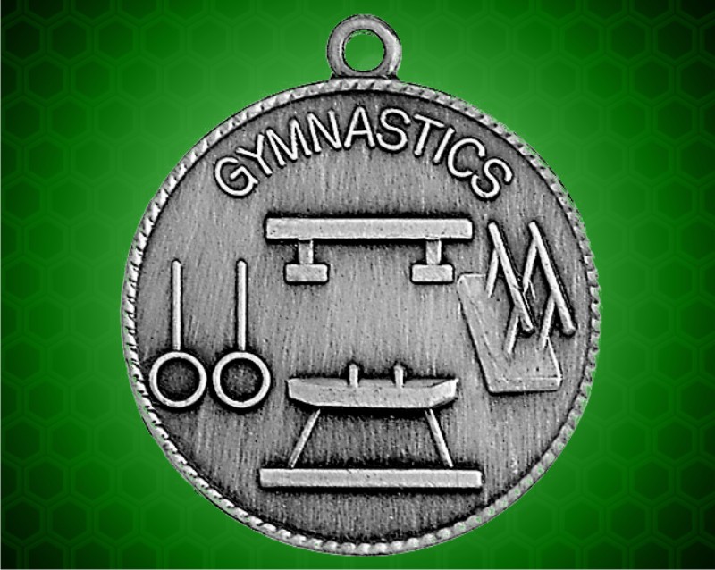 1 1/2 inch Silver Gymnastics Die Cast Medal