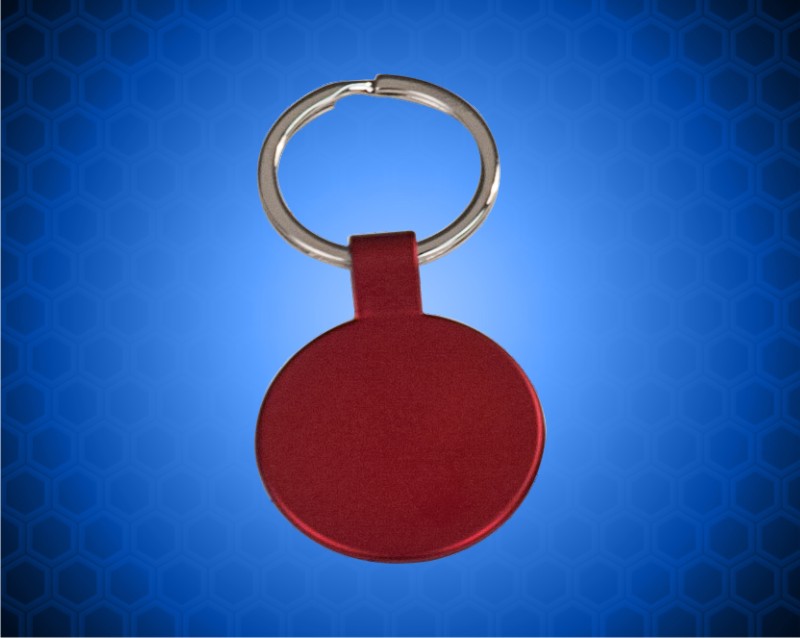 1 1/2" Red Round Metal Key Chain