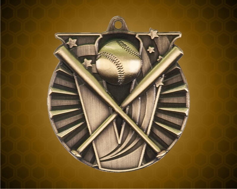 2 Inch Gold Baseball Victory Medal