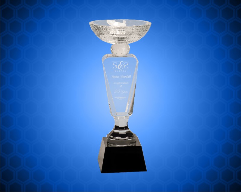 12 inch Clear Crystal Cup with Black Pedestal Base