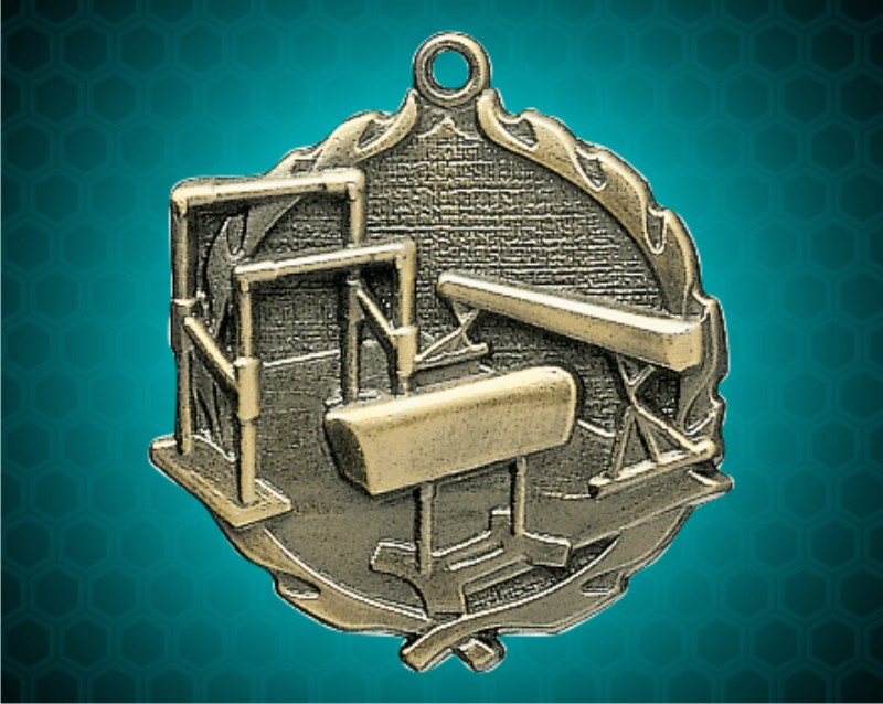 1 3/4 inch Gold Gymnastics Wreath Medal