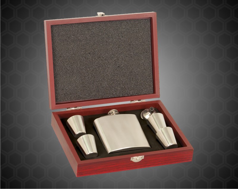 6 oz. Stainless Steel Flask with Wooden Presentation Box