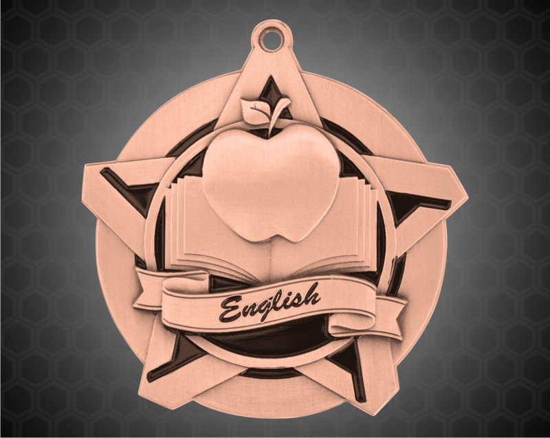 2 1/4 inch Bronze English Super Star Medal