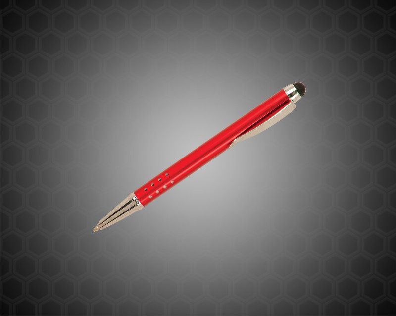 Red with Silver Trim Laserable Pen with Stylus