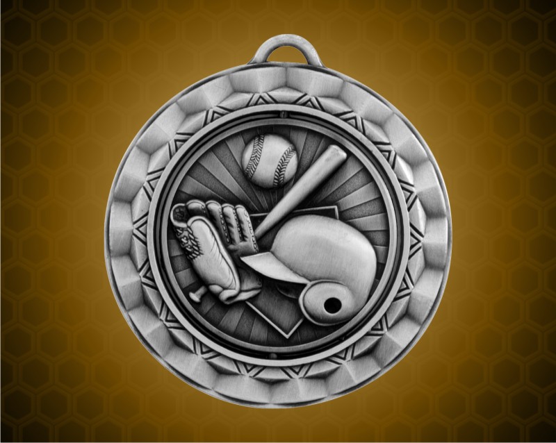 2 5/16 inch Silver Baseball Spinner Medal