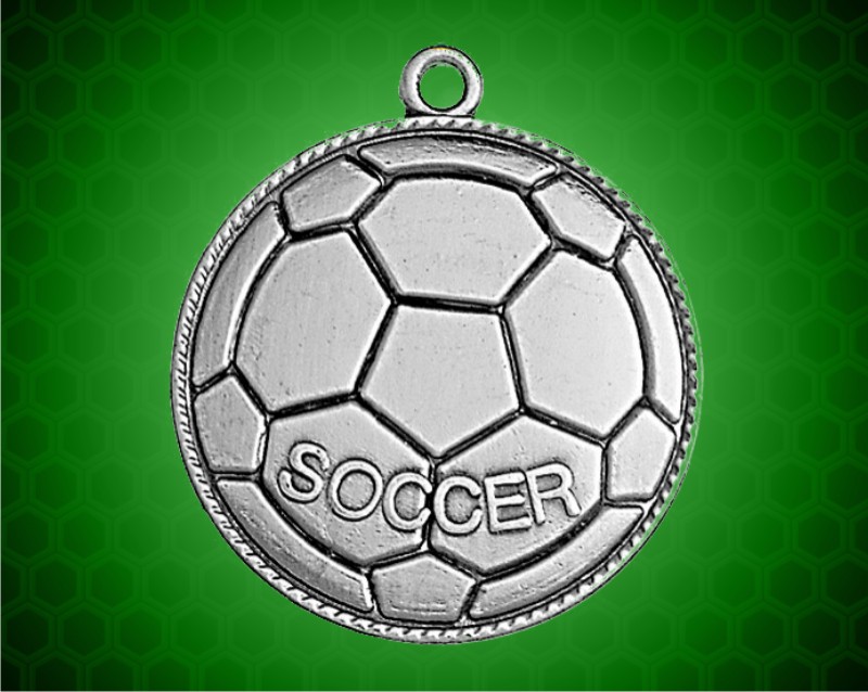 1 1/2 inch Silver Soccer Die Cast Medal