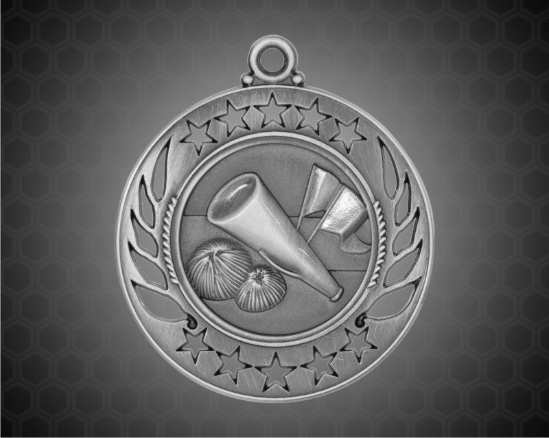 2 1/4 inch Silver Cheerleader Galaxy Medal