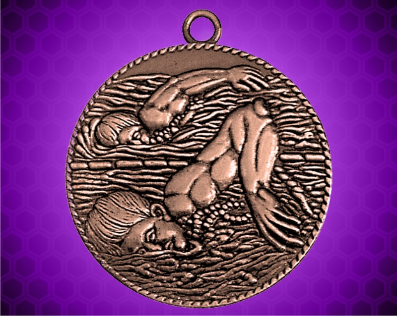 1 1/2 inch Bronze Swimming Male Die Cast Medal