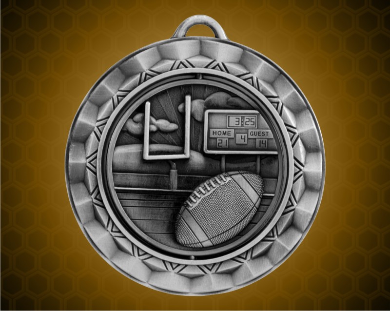 2 5/16 inch Silver Football Spinner Medal