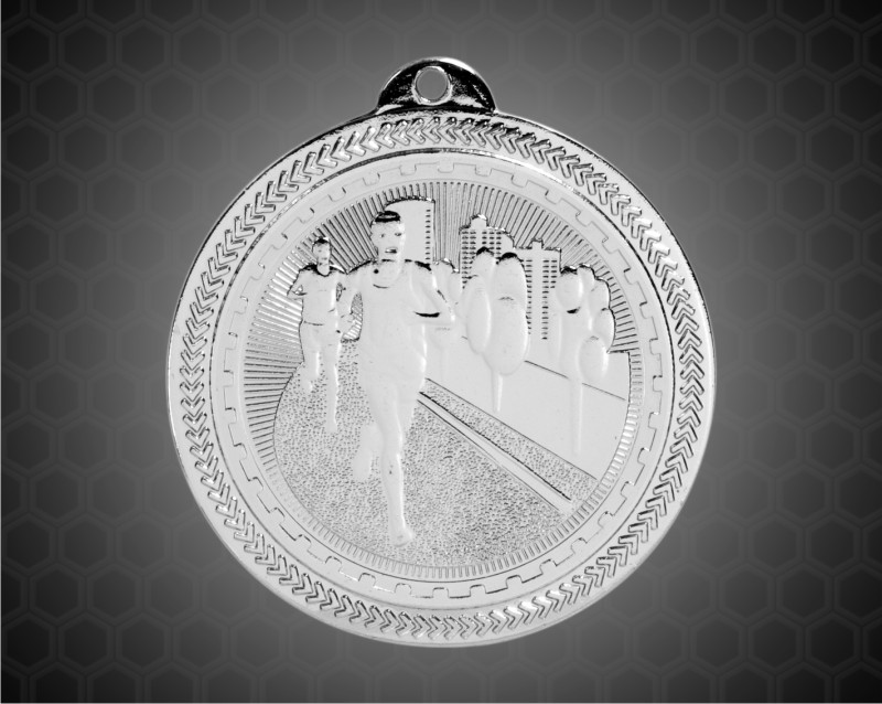 2 inch Silver Cross Country Laserable BriteLazer Medal