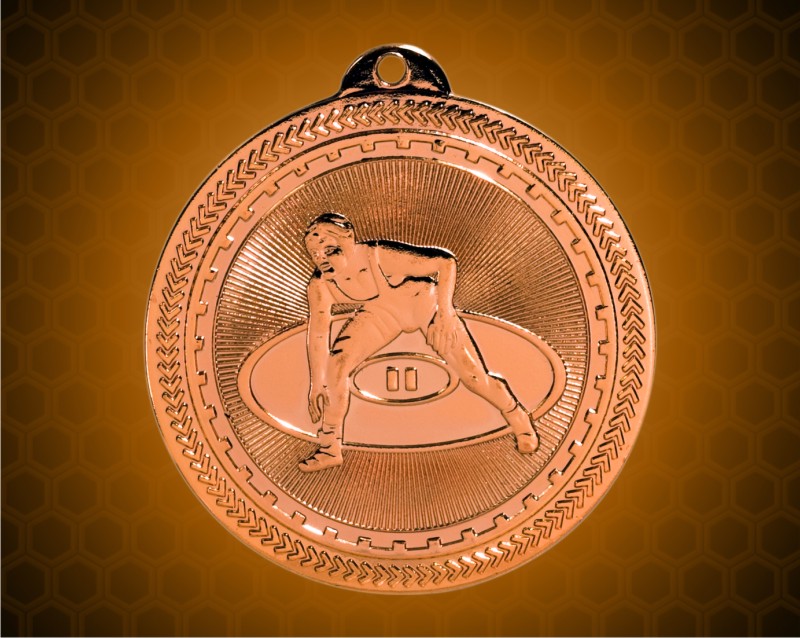 2 inch Bronze Wrestling Laserable BriteLazer Medal